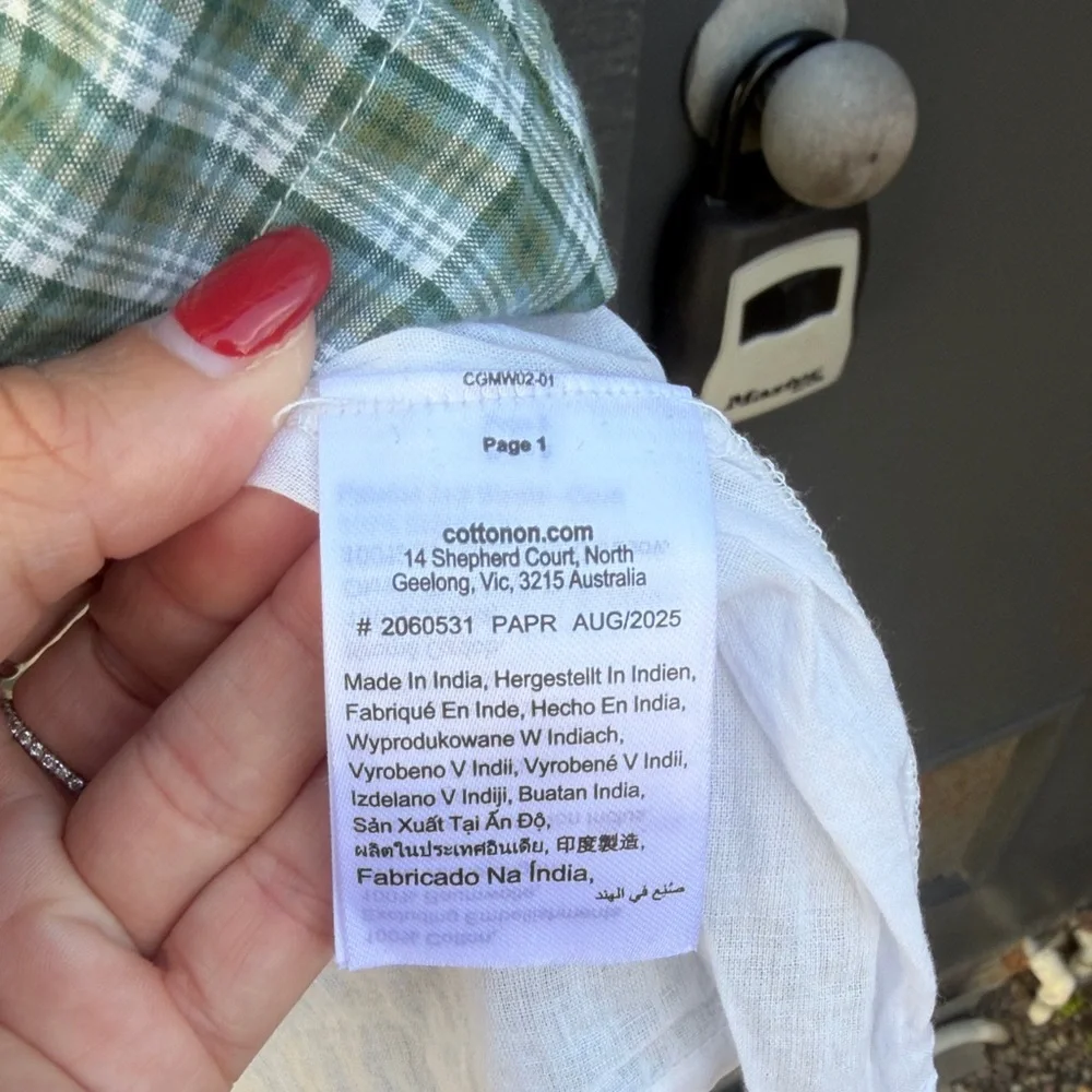 Cotton On High Neck Sage Green Plaid Dropwaist Mini Dress - Picture 7 of 8